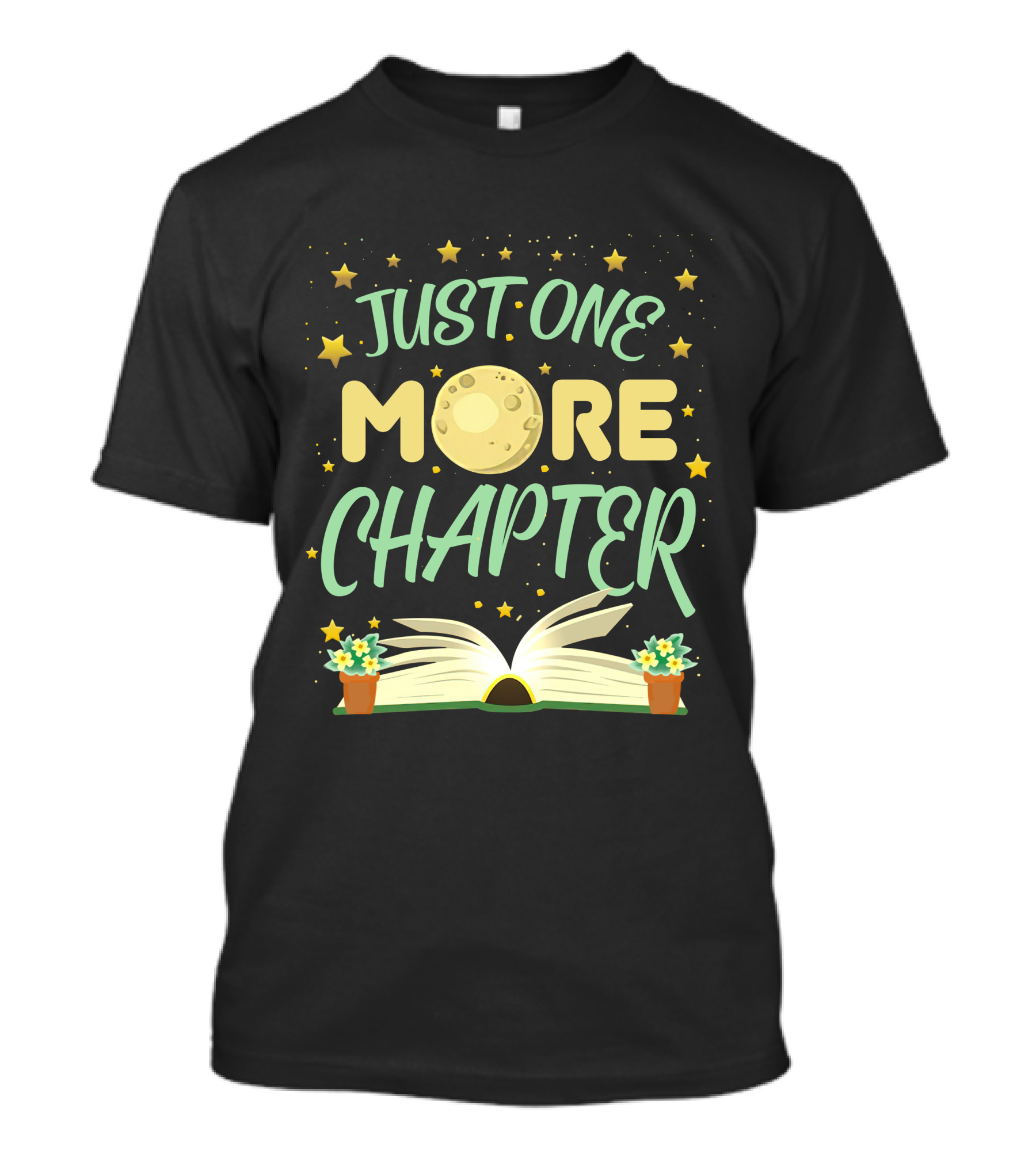 Just One More Chapter Moon Stars Open Book T-Shirt
