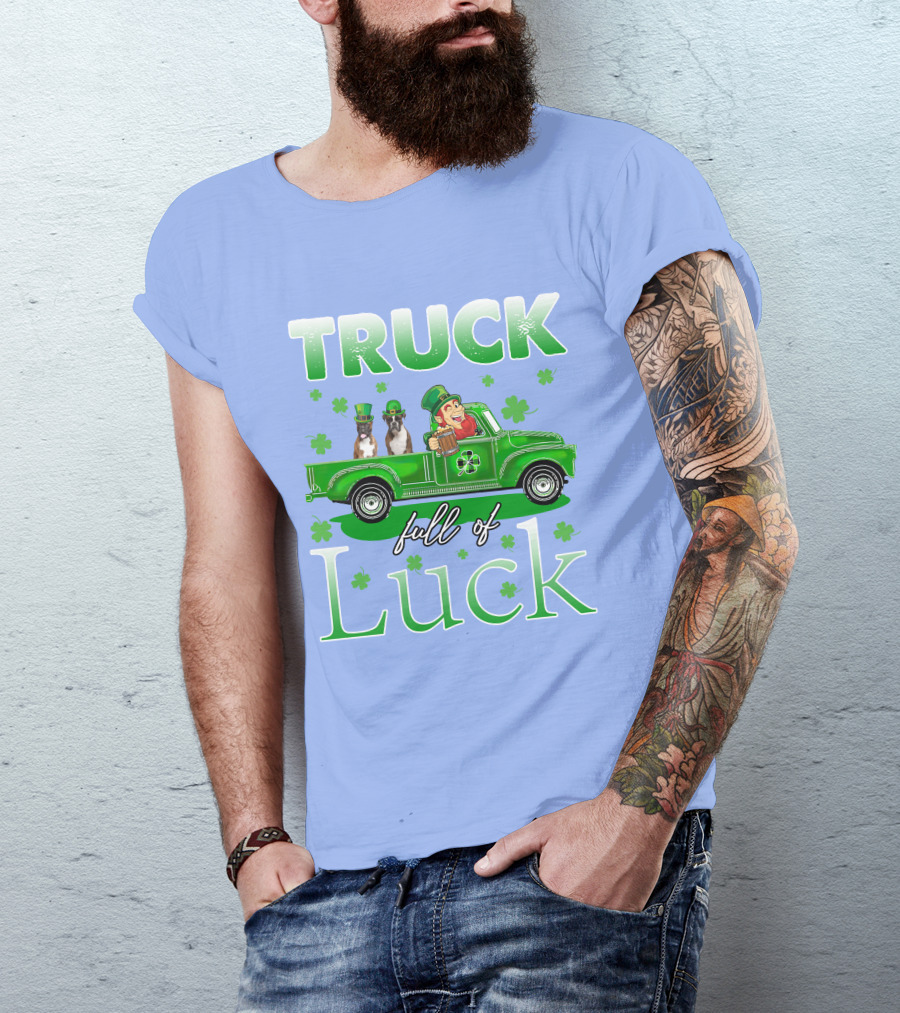 Truck Full Of Luck RD Boxer Dogs With Leprechaun T-Shirt