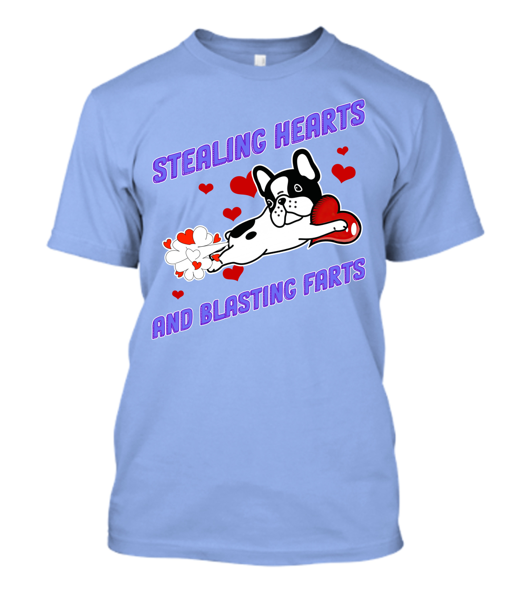 Bulldog Stealing Hearts And Blasting Farts With Hearts And Fart Clouds T-Shirt