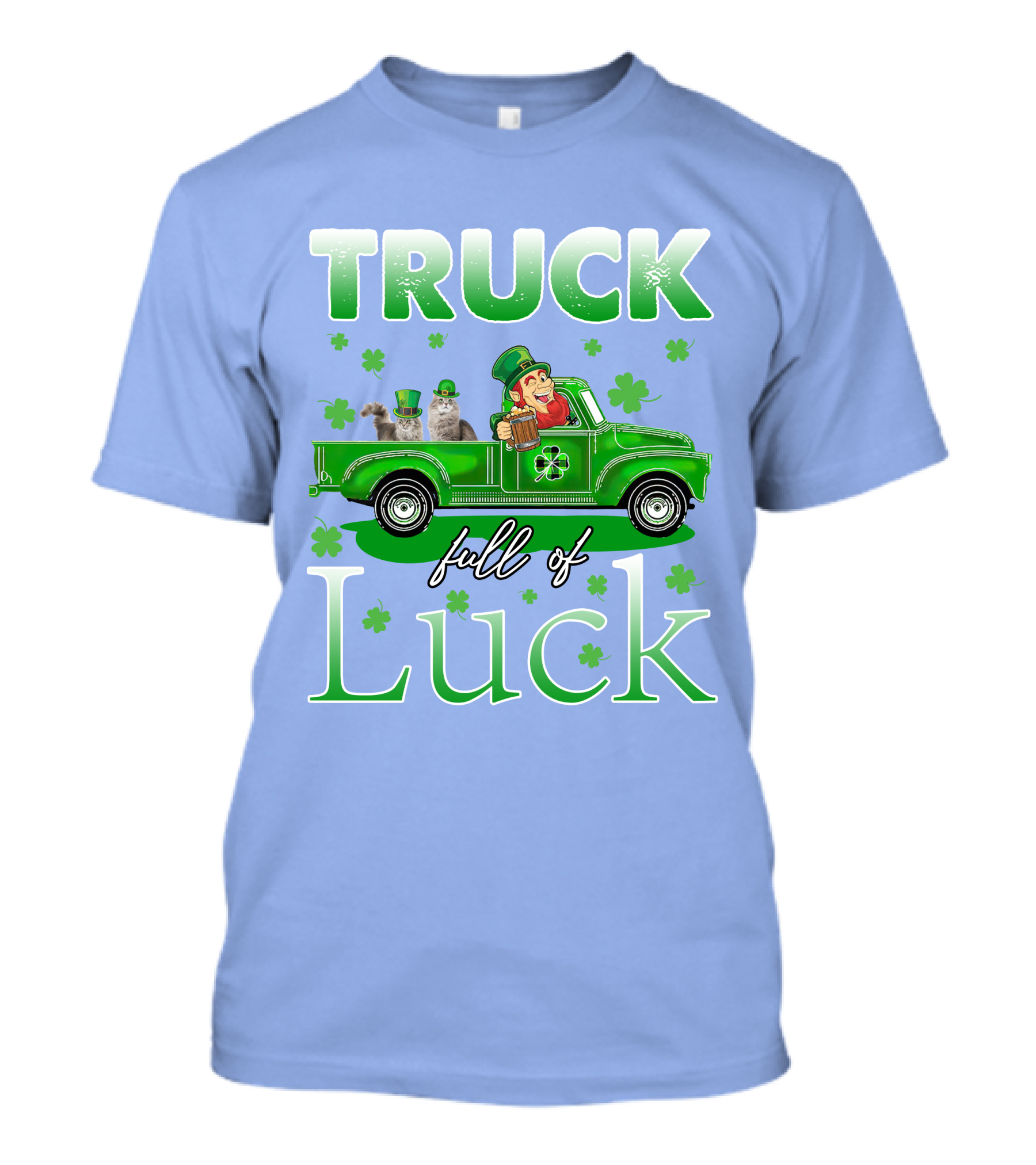Truck Full Of Luck With Leprechaun And Maine Coon Cats T-Shirt