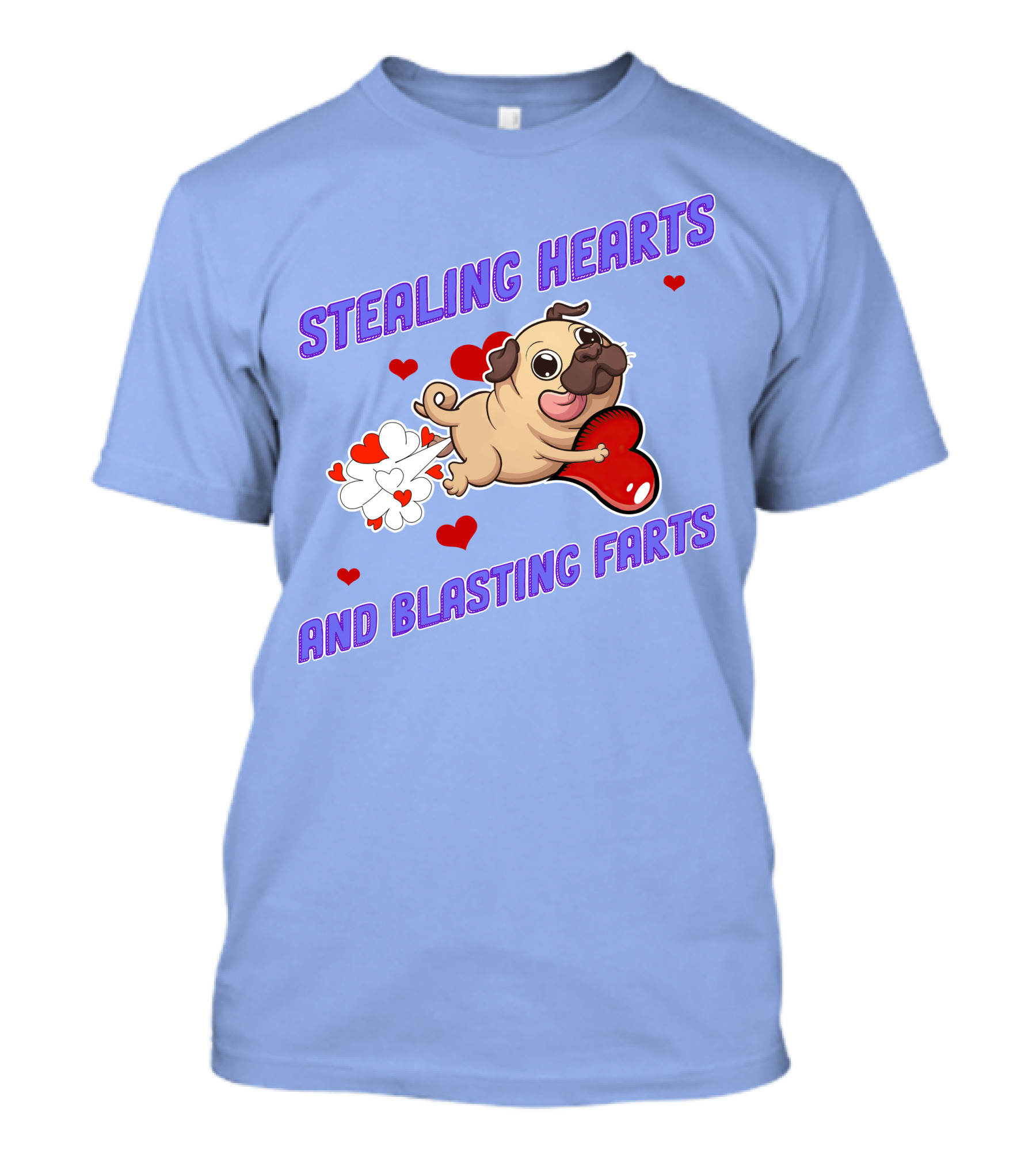 STEALING HEARTS AND BLASTING FARTS PUG WITH HEARTS AND CLOUDS T-Shirt
