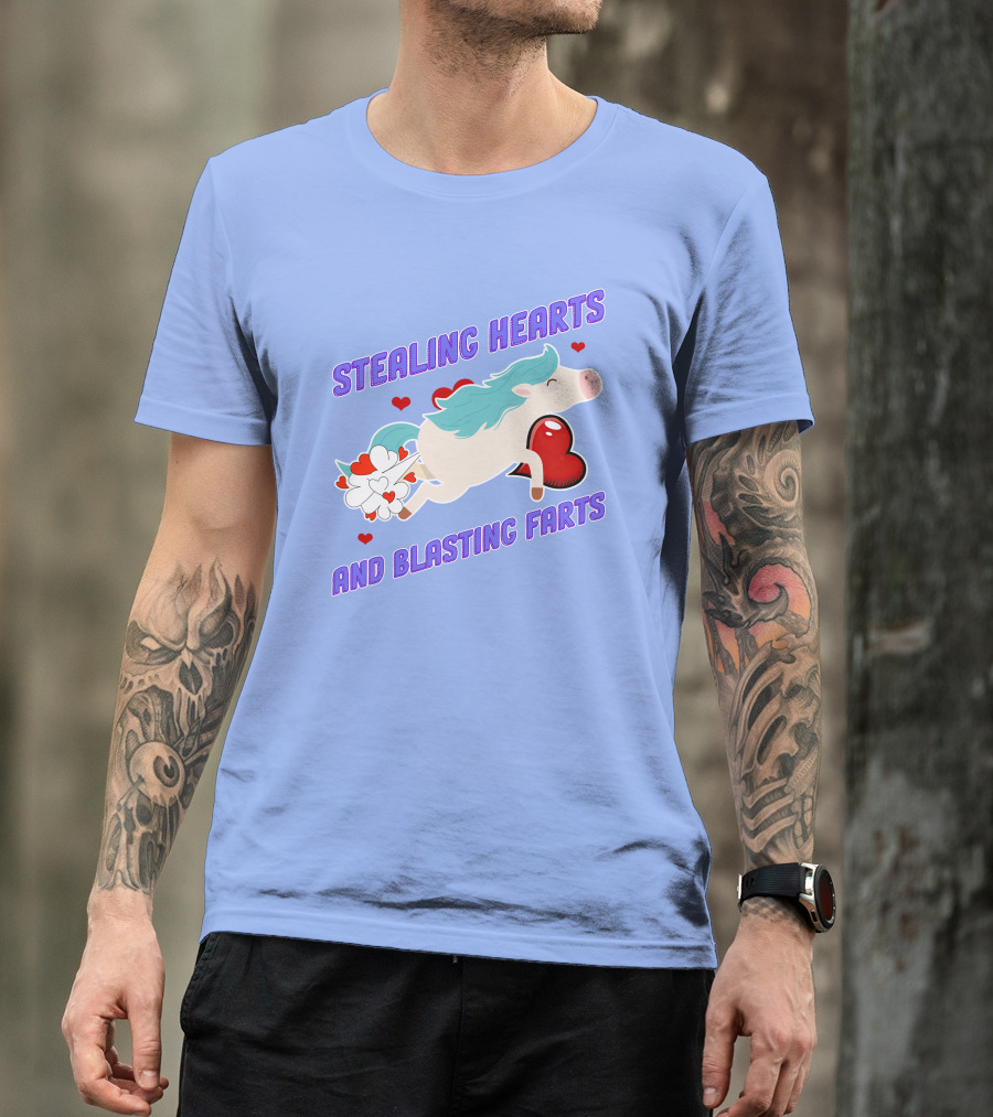 STEALING HEARTS AND BLASTING FARTS PONY WITH HEARTS AND CLOUDS T-Shirt
