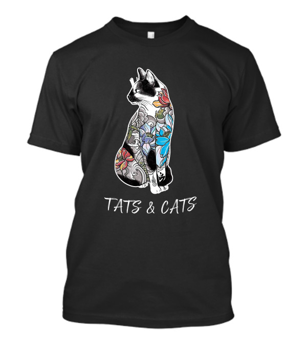 Tats And Cats Floral Tattooed Cat T-Shirt