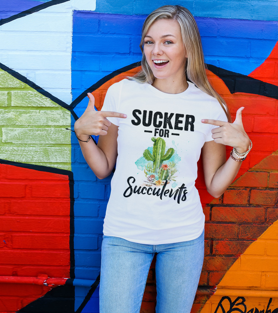 Sucker For Succulents Cactus Watercolor Art RD Cactus T-Shirt