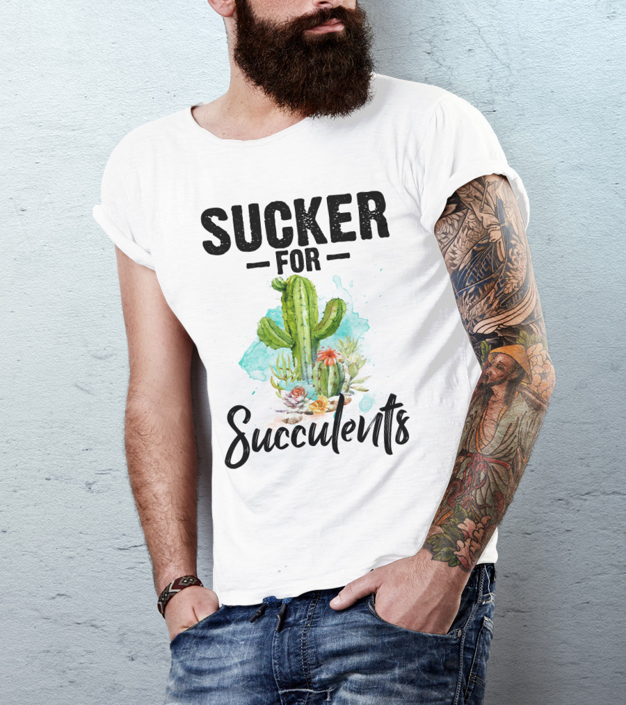 Sucker For Succulents Cactus Watercolor Art RD Cactus T-Shirt