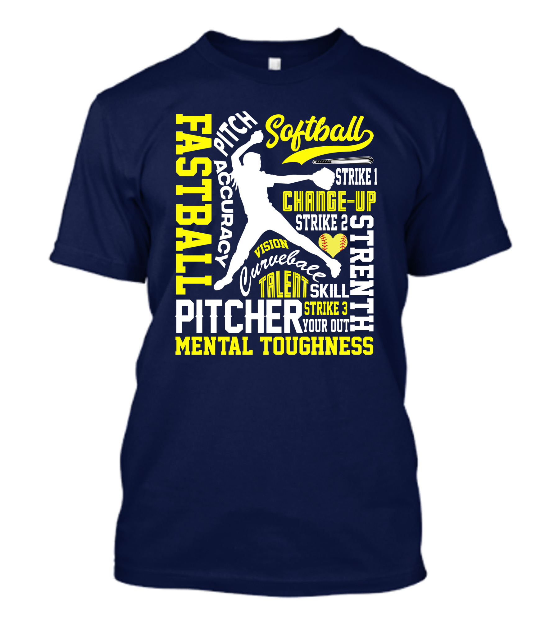 Softball Pitcher Fastball Accuracy Vision Strength Curveball Mental Toughness Talent Skill T-Shirt