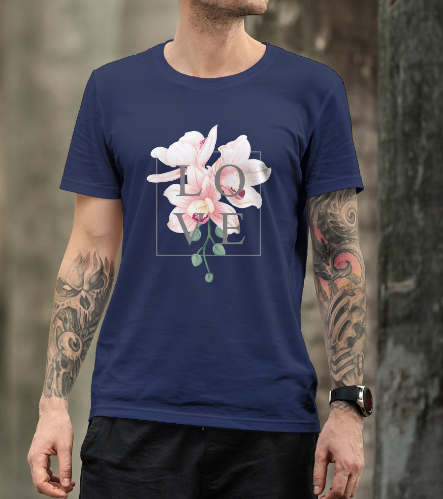 LOVE Minimalist Orchid Blooms T-Shirt