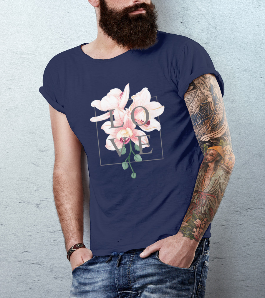 LOVE Minimalist Orchid Blooms T-Shirt