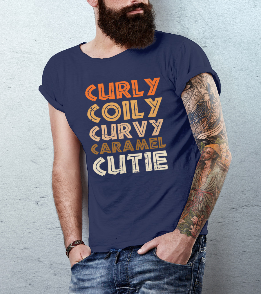 Curly Coily Curvy Caramel Cutie Afro African American T-Shirt