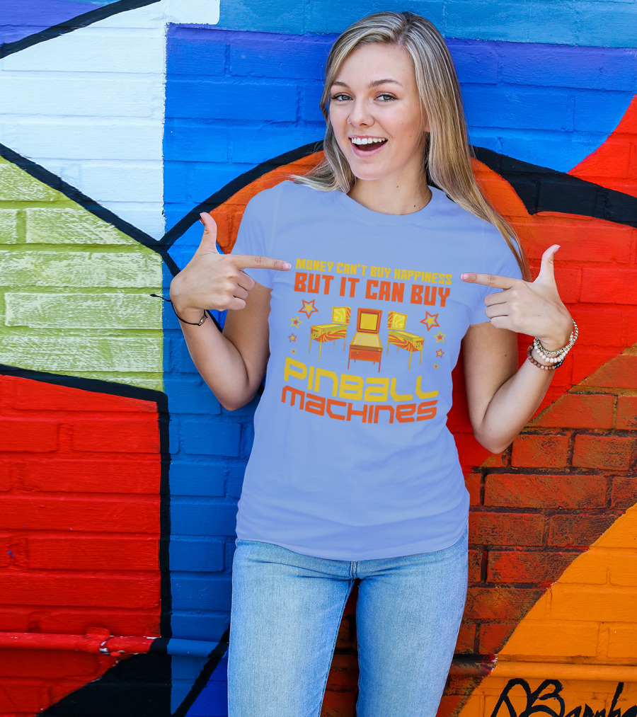 Money Can't Buy Happiness But It Can Buy Pinball Machines Vintage Arcade Game Lover T-Shirt