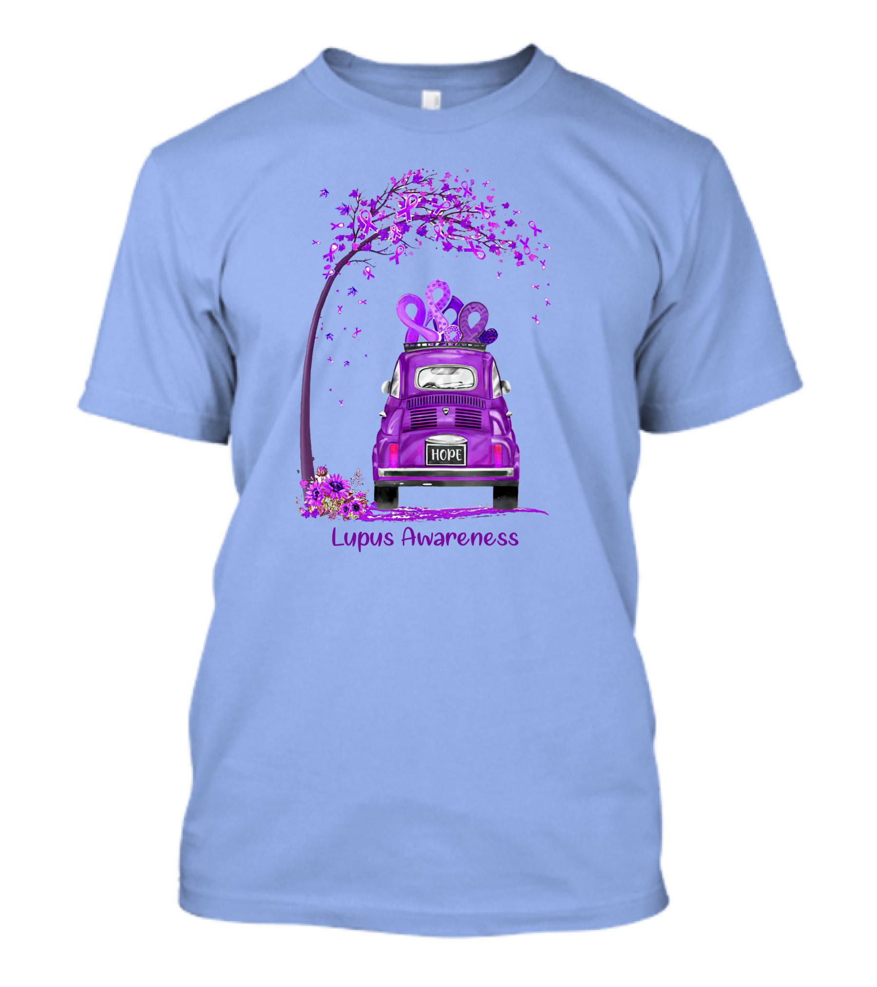 Hippie Van Purple Ribbon Hope Lupus Awareness Tree T-Shirt