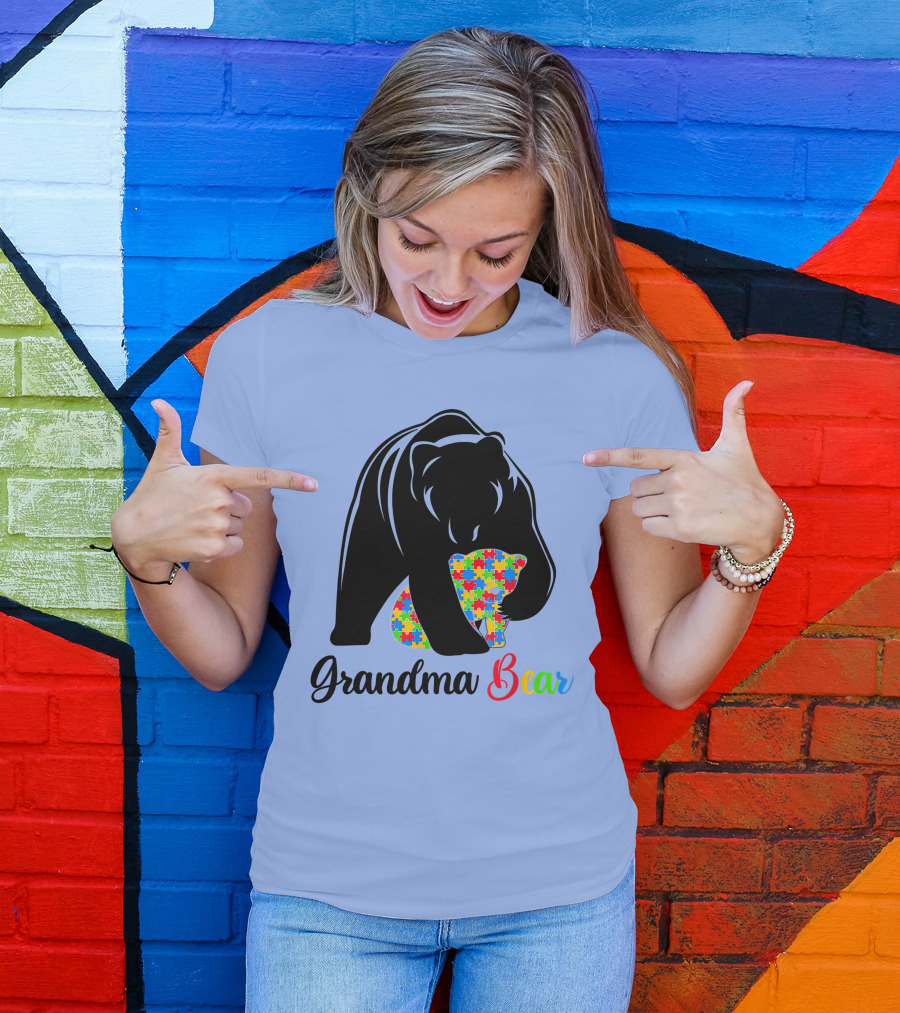 Grandma Bear Autism Awareness Family Lover T-Shirt