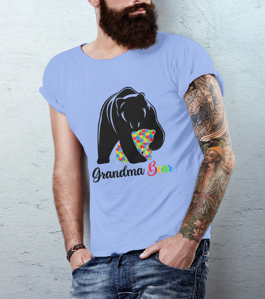 Grandma Bear Autism Awareness Family Lover T-Shirt