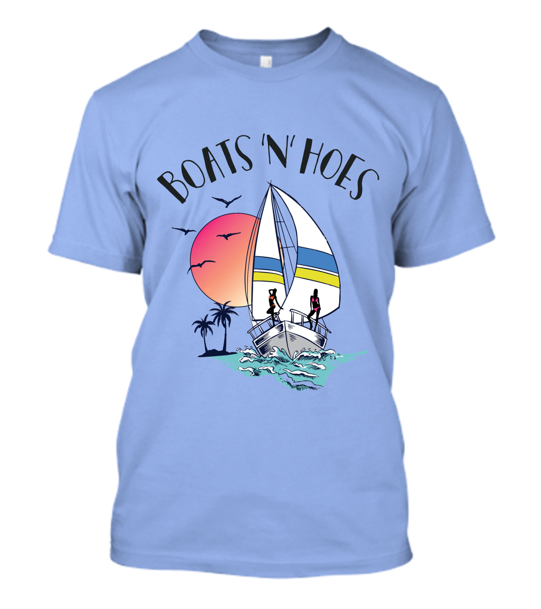 Boats N Hoes Tropical Sunset Sailboat Adventure T-Shirt