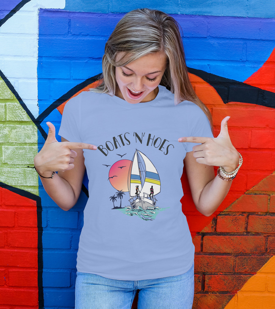 Boats N Hoes Tropical Sunset Sailboat Adventure T-Shirt