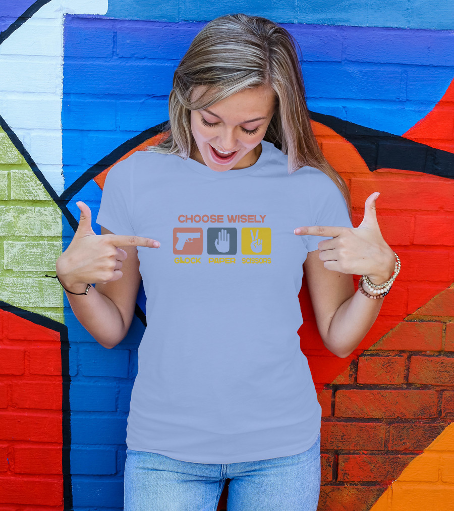 Choose Wisely Glock Paper Scissors Game Icons T-Shirt