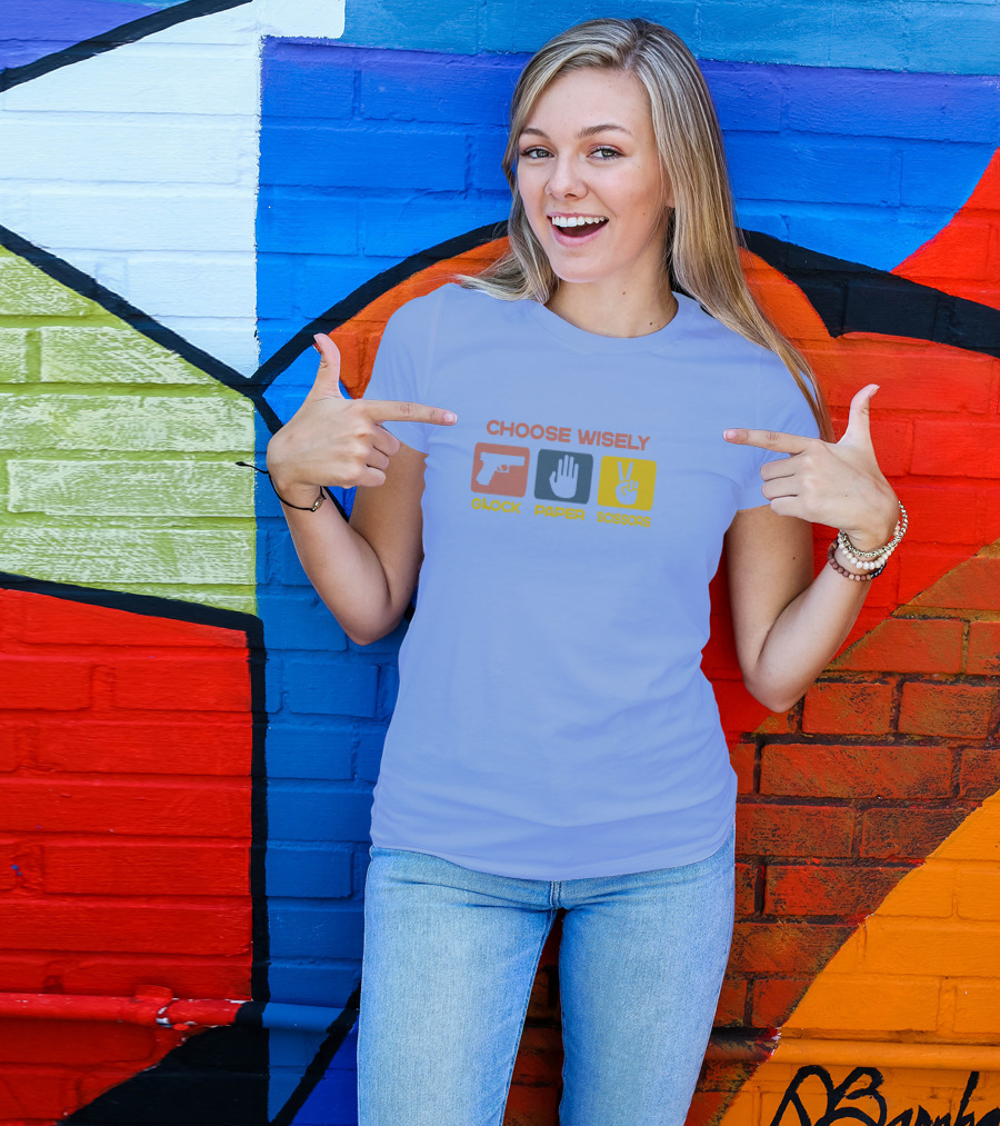 Choose Wisely Glock Paper Scissors Game Icons T-Shirt