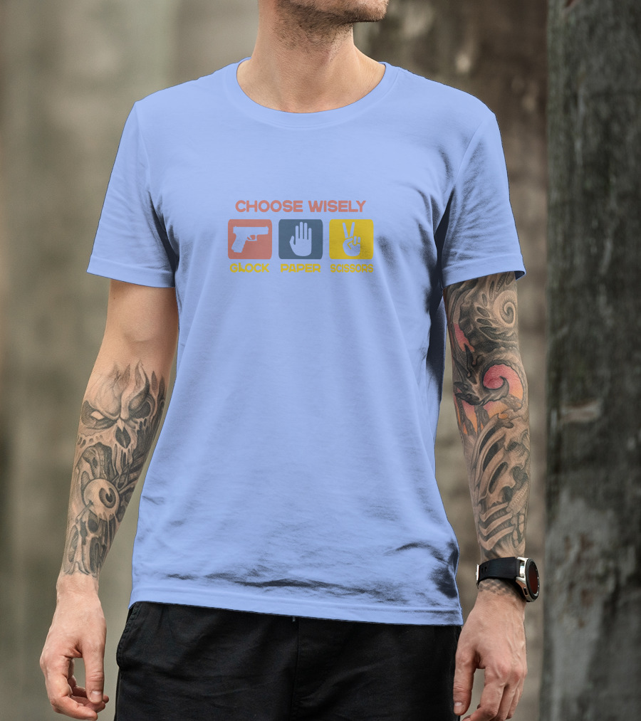 Choose Wisely Glock Paper Scissors Game Icons T-Shirt