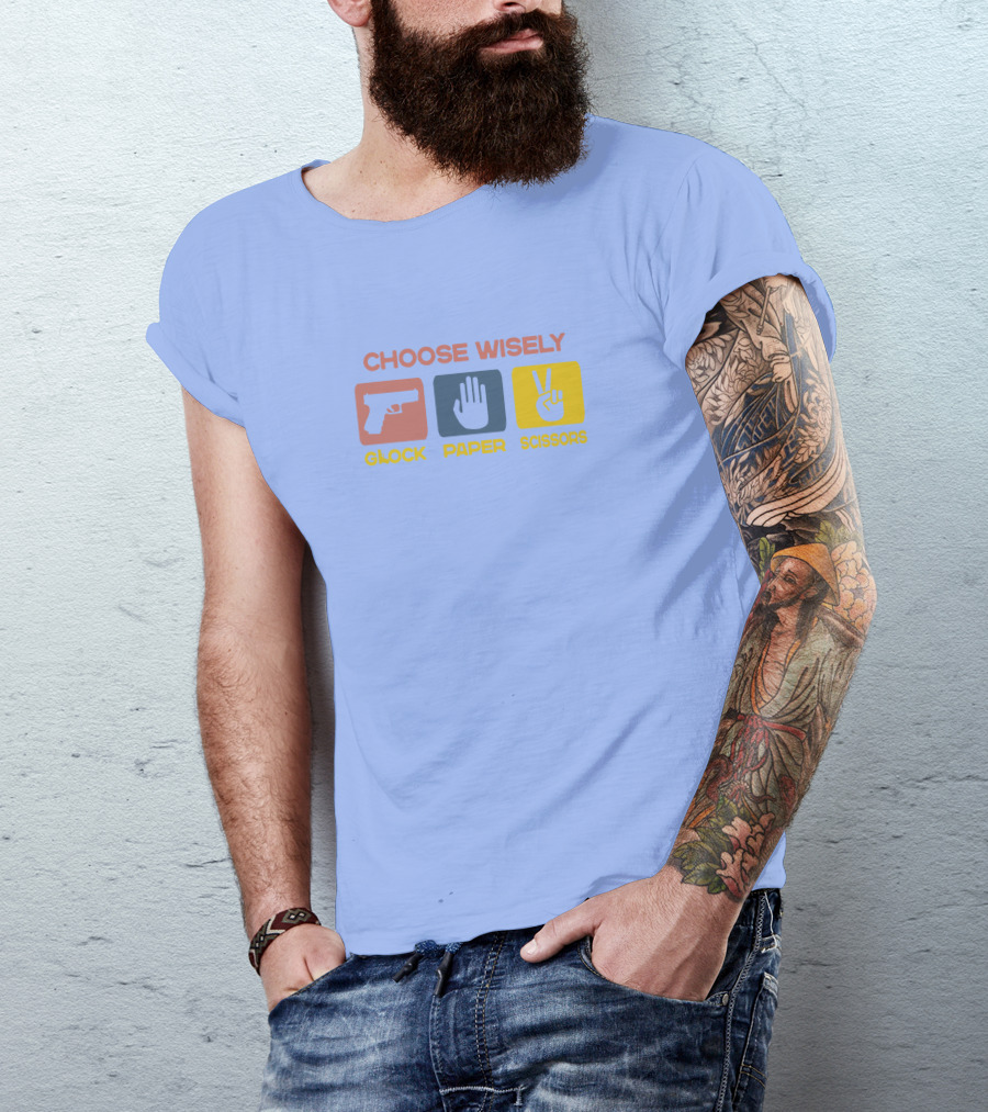 Choose Wisely Glock Paper Scissors Game Icons T-Shirt