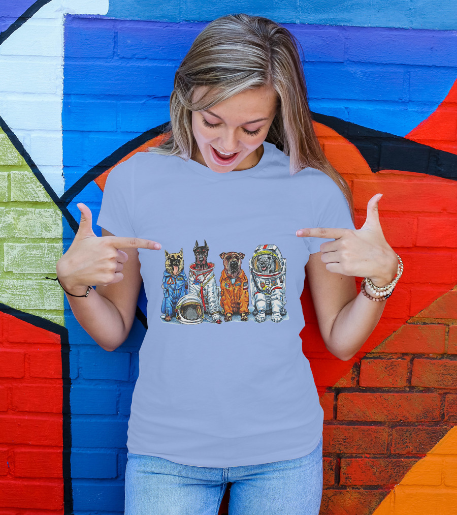 Astronaut Dogs In Space Suits NASA T-Shirt