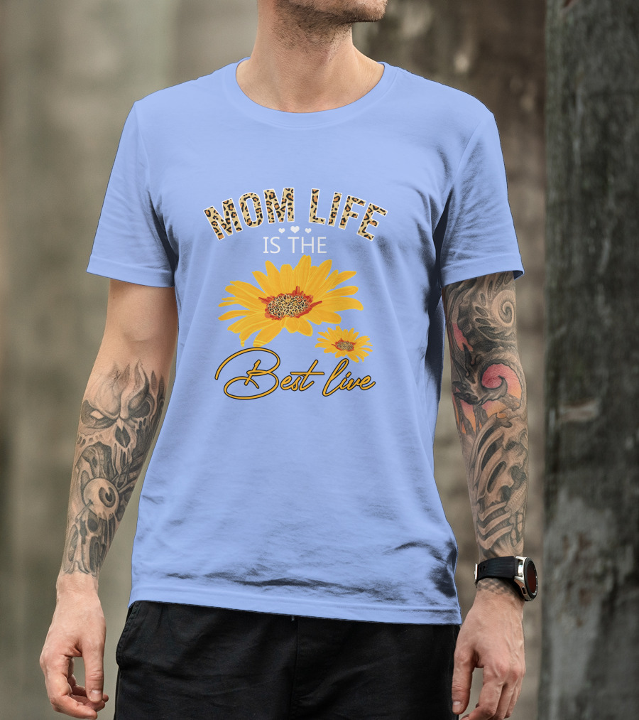 Mom Life Best Life Leopard Print Sunflower T-Shirt