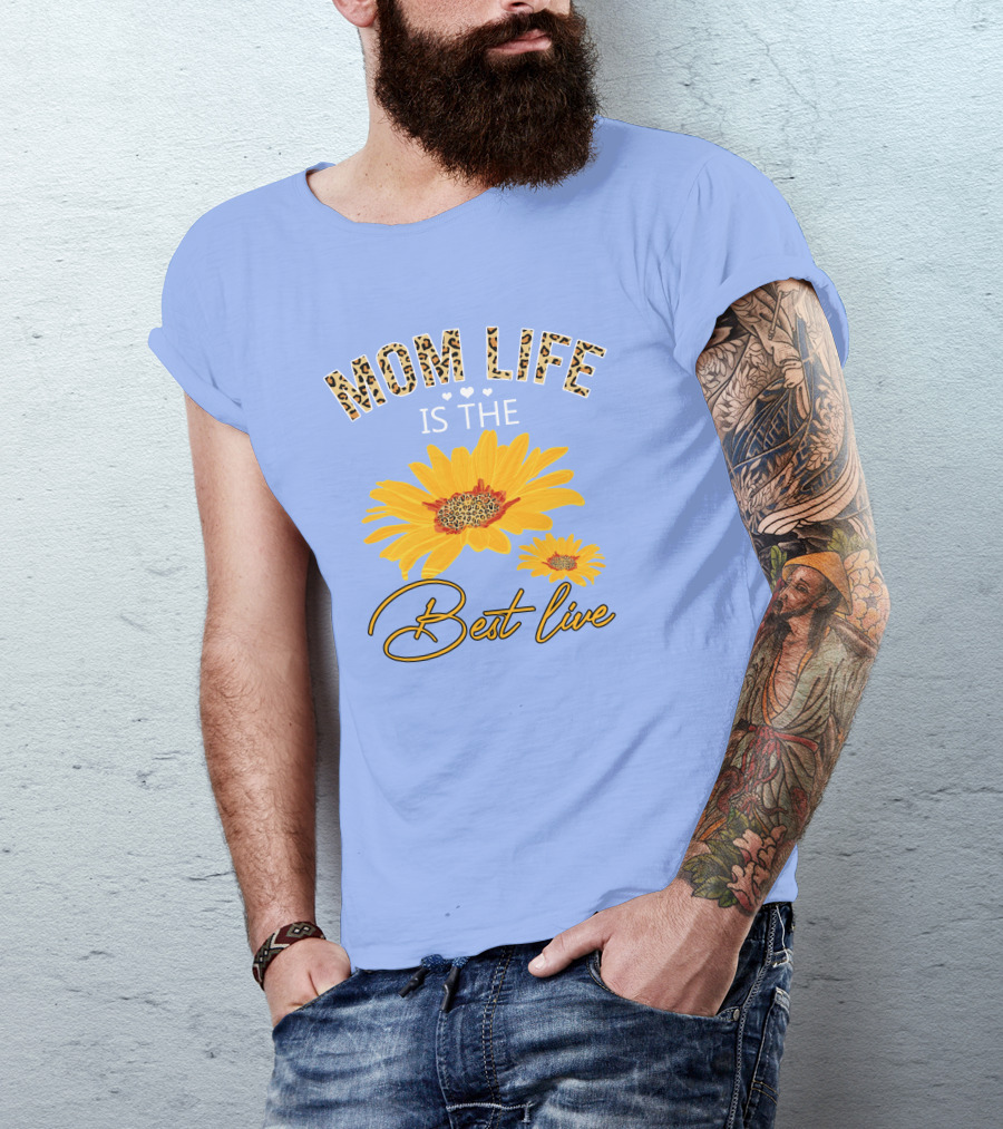 Mom Life Best Life Leopard Print Sunflower T-Shirt