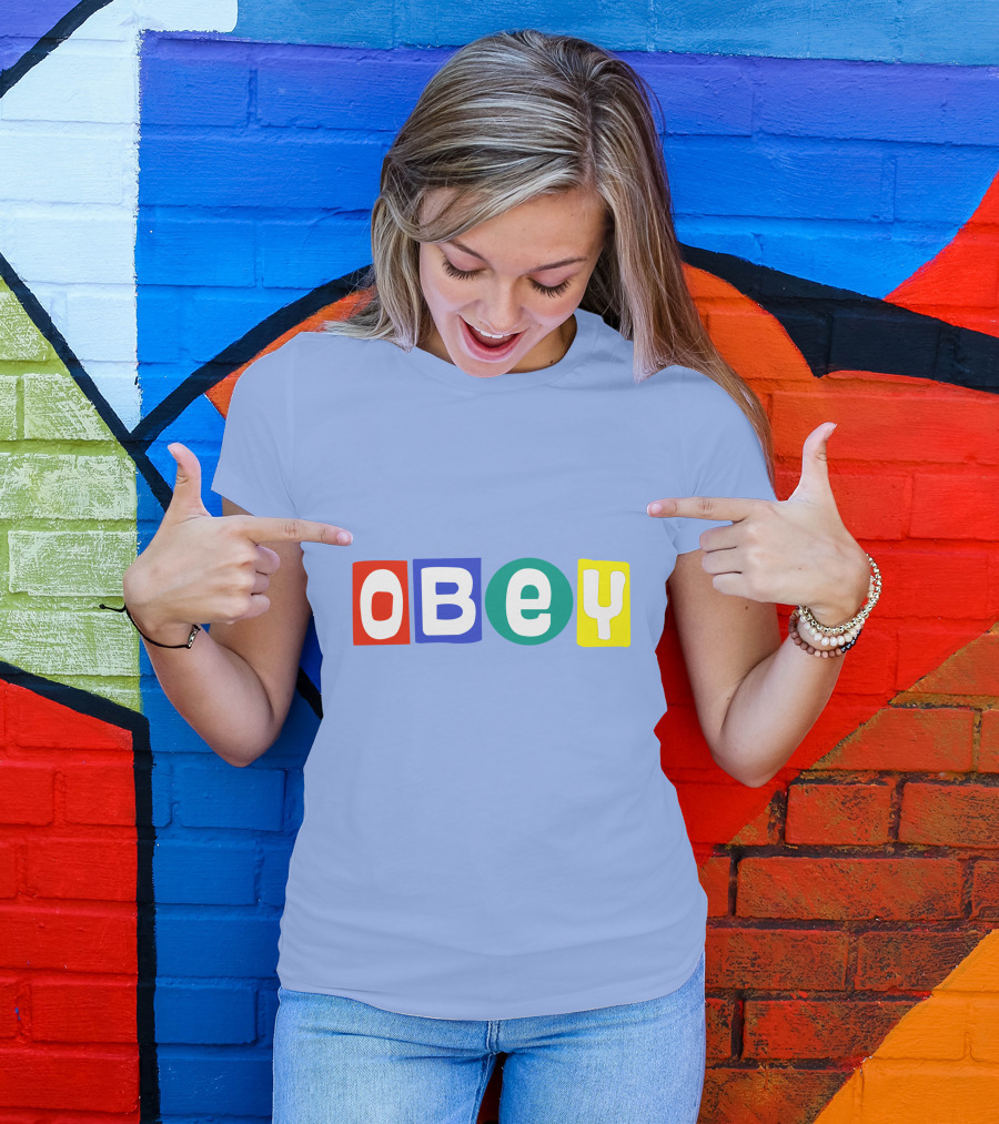 Obey Big Shot Colorful Typography T-Shirt