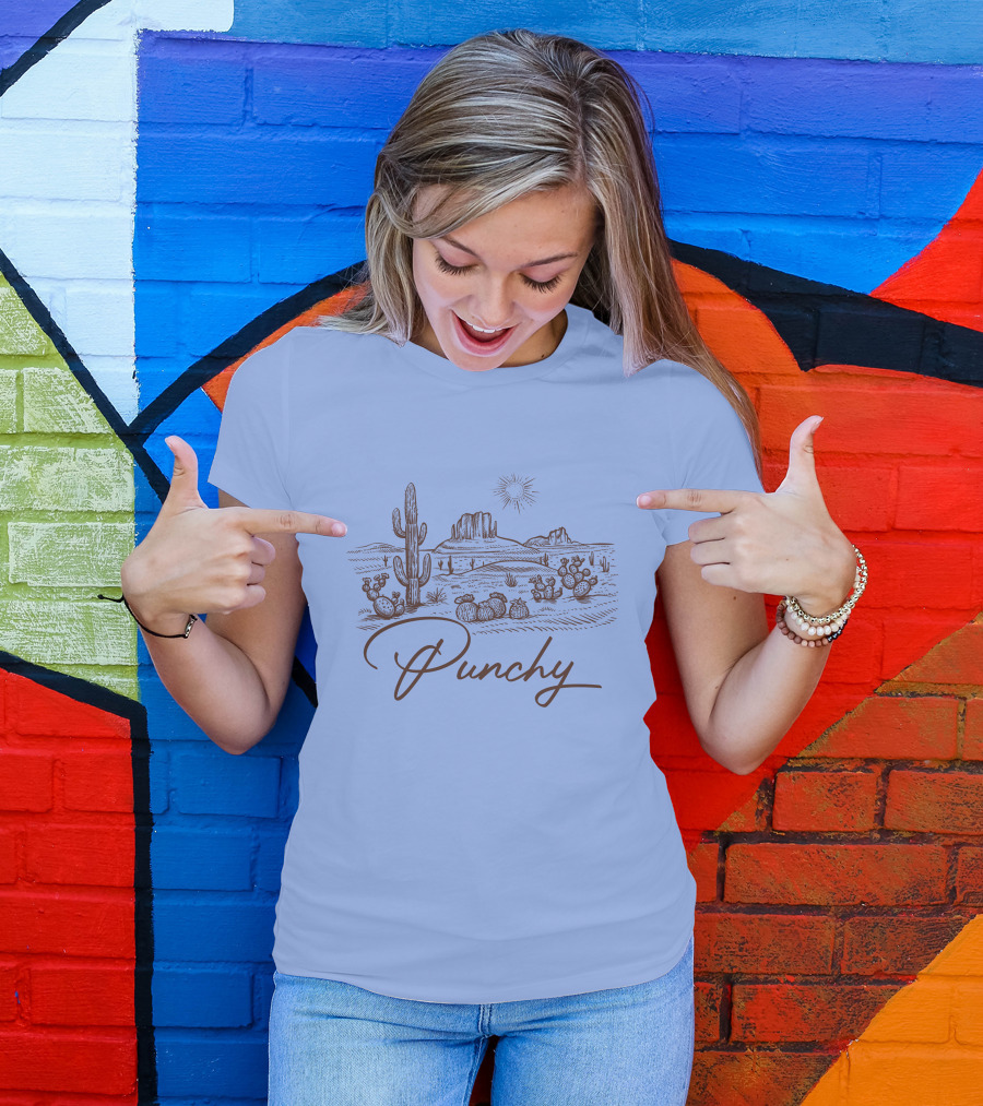 Punchy Western Desert Cactus Landscape Texas Ranch Southwest T-Shirt