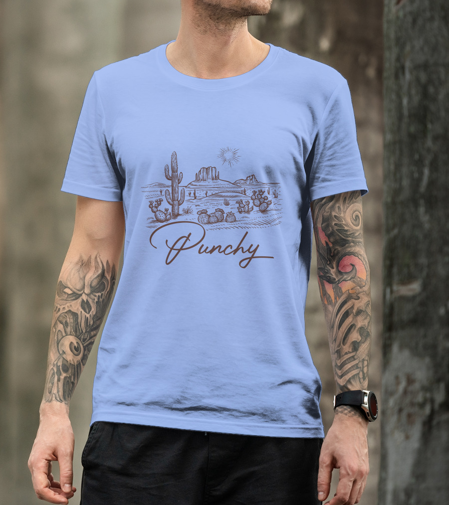 Punchy Western Desert Cactus Landscape Texas Ranch Southwest T-Shirt