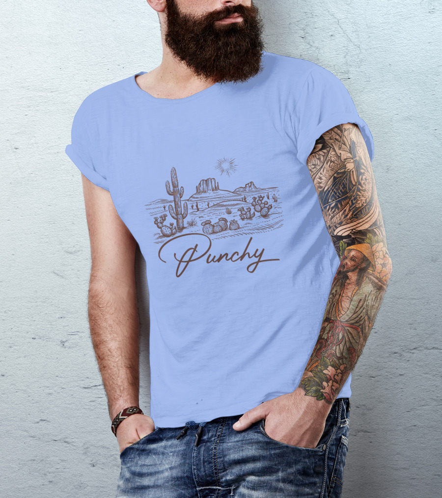 Punchy Western Desert Cactus Landscape Texas Ranch Southwest T-Shirt