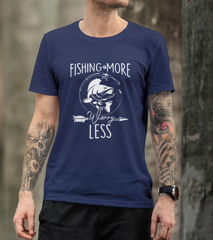 FISHING MORE WORRY LESS BASS FISHING ROD REEL T-Shirt