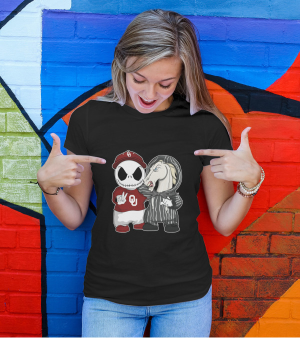 Oklahoma Sooners Jack Skellington And Nightmare Horse Team-Up T-Shirt
