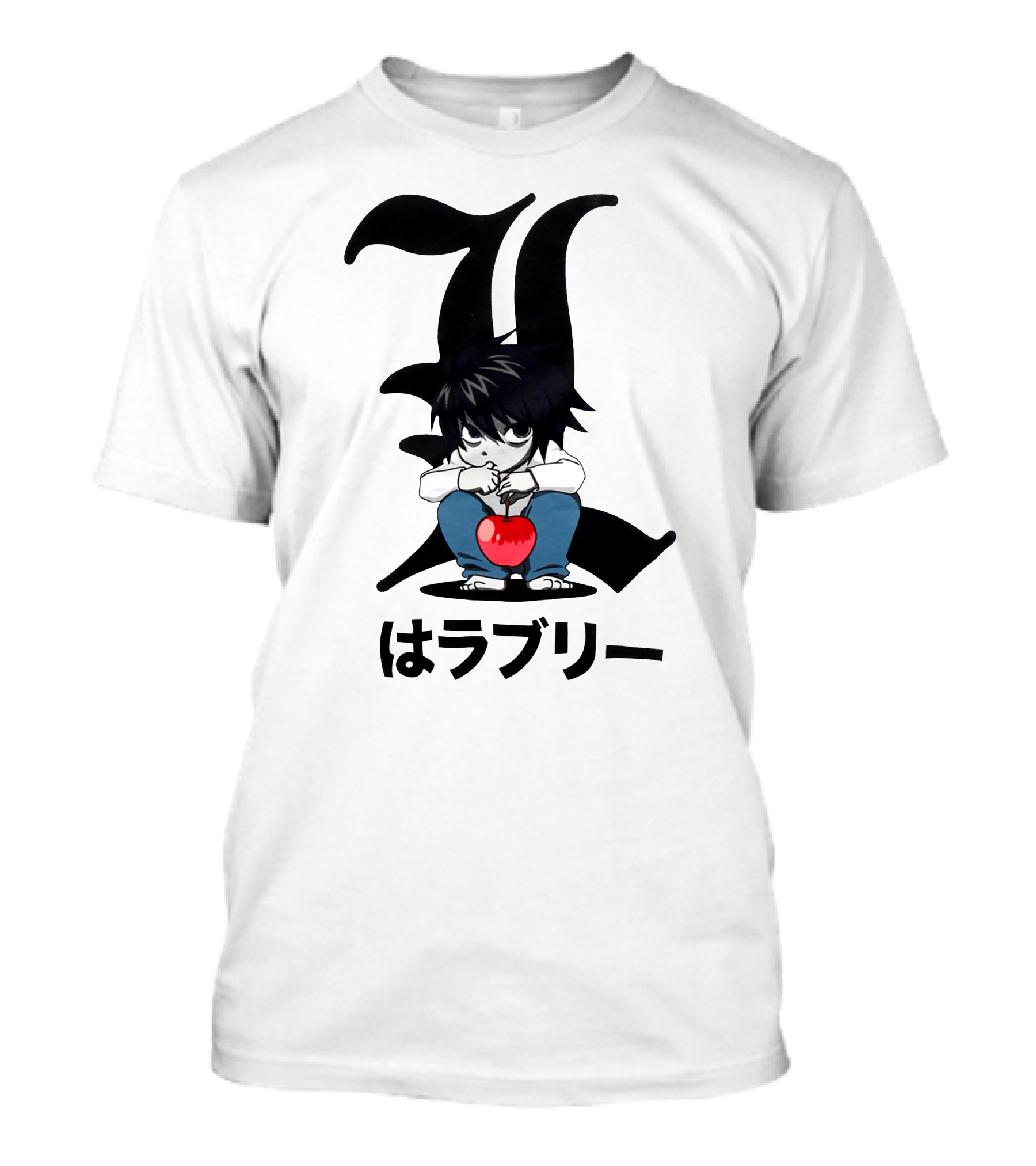 L ハラブリー Death Note Character With Red Apple T-Shirt