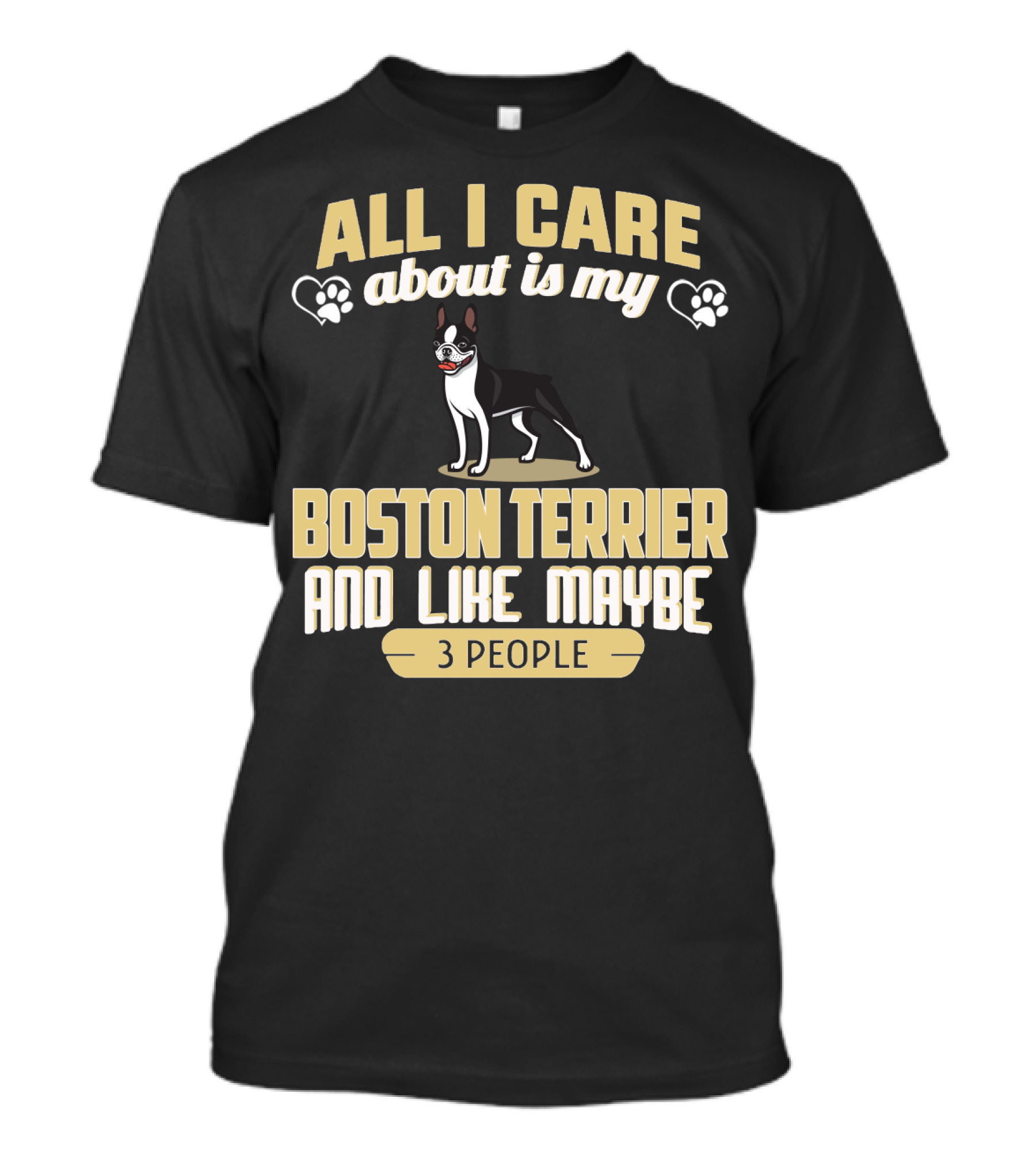 All I Care About Is My Boston Terrier And Like Maybe 3 People - Humorous Dog Lovers T-Shirt
