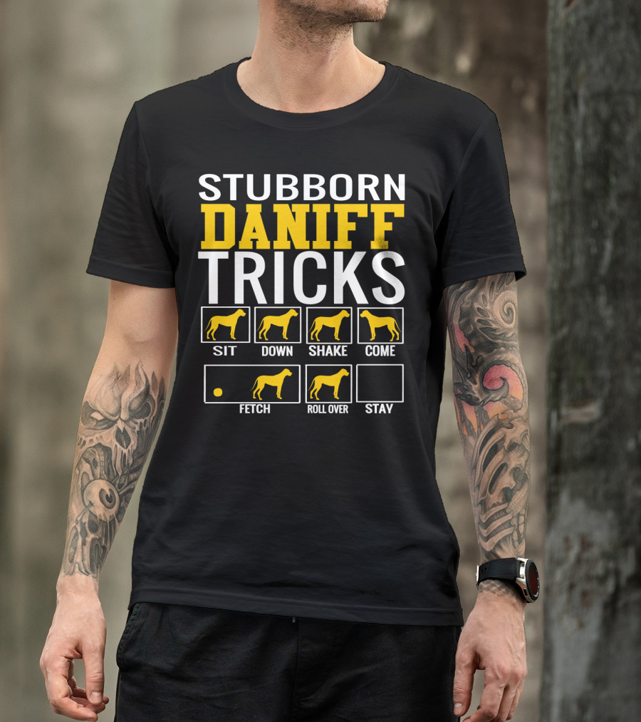 Stubborn Daniff Tricks Sit Down Shake Come Fetch Roll Over Stay T-Shirt