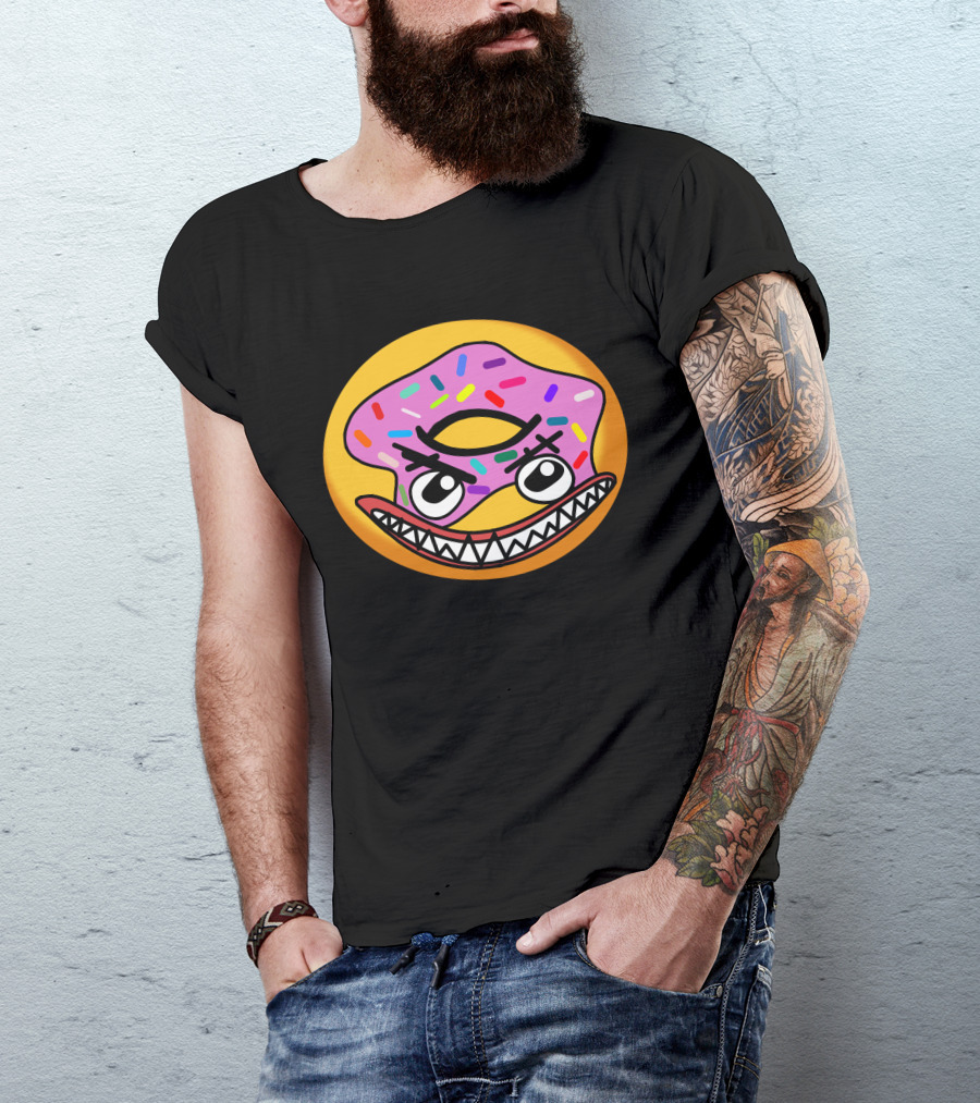 Angry Donut With Sprinkles And Fierce Face Emoji T-Shirt