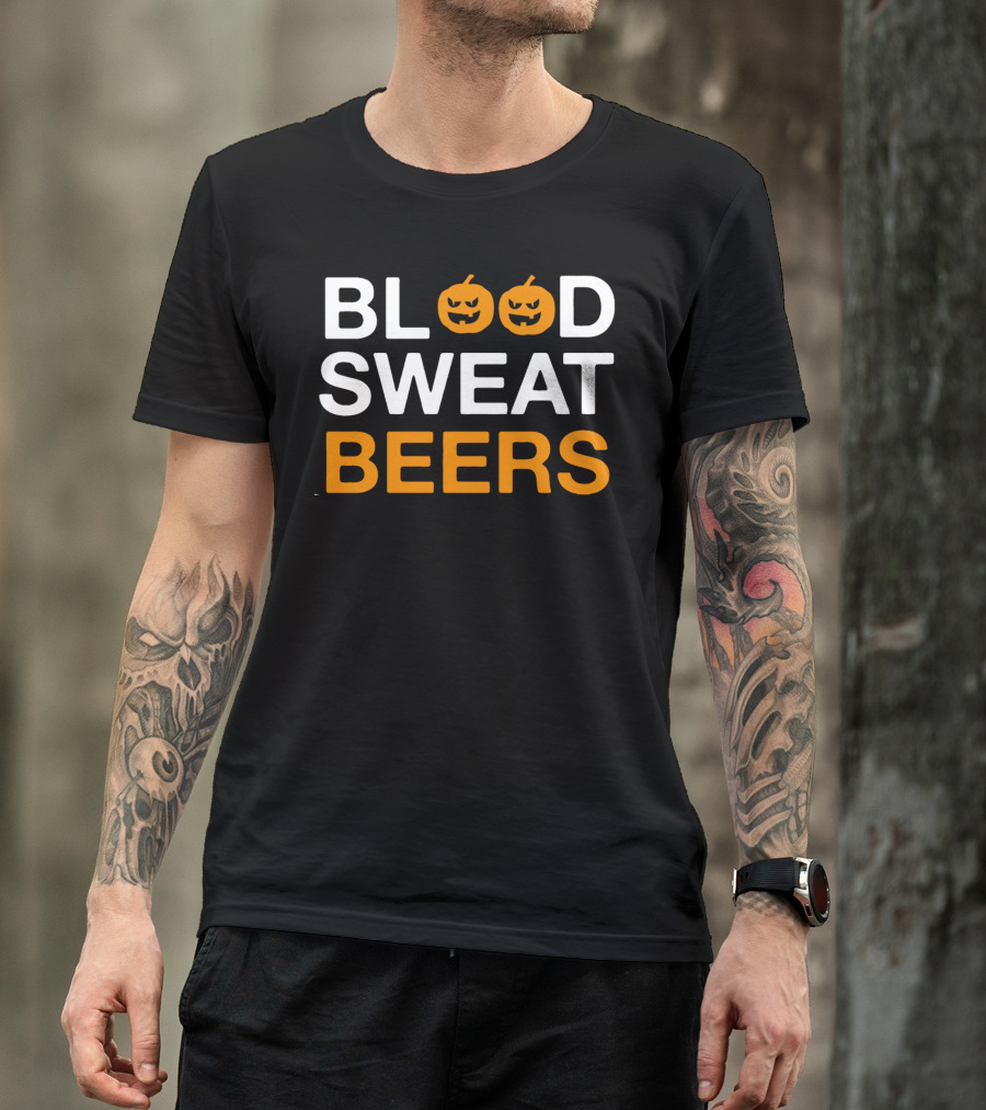 Blood Sweat Beers Halloween Pumpkins T-Shirt
