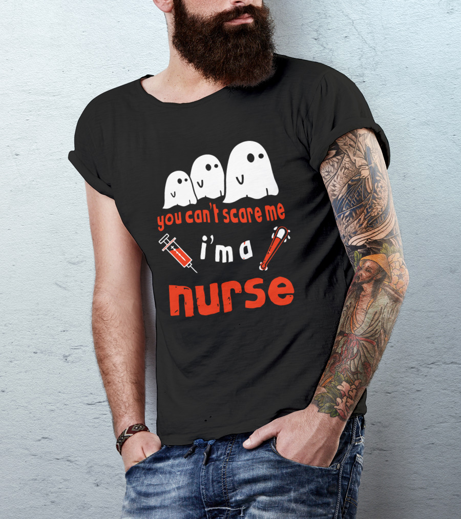 You Can't Scare Me I'm A Nurse Ghosts Syringe Bat T-Shirt