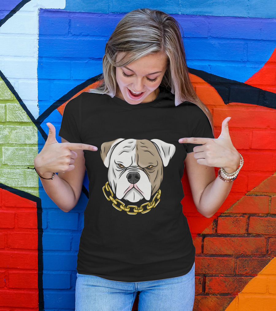 Pitbull Head With Gold Chain T-Shirt