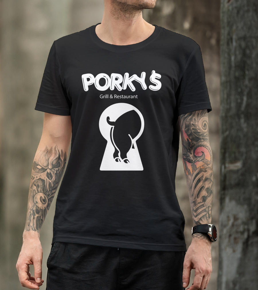 Porky's Grill And Restaurant Keyhole Pig T-Shirt