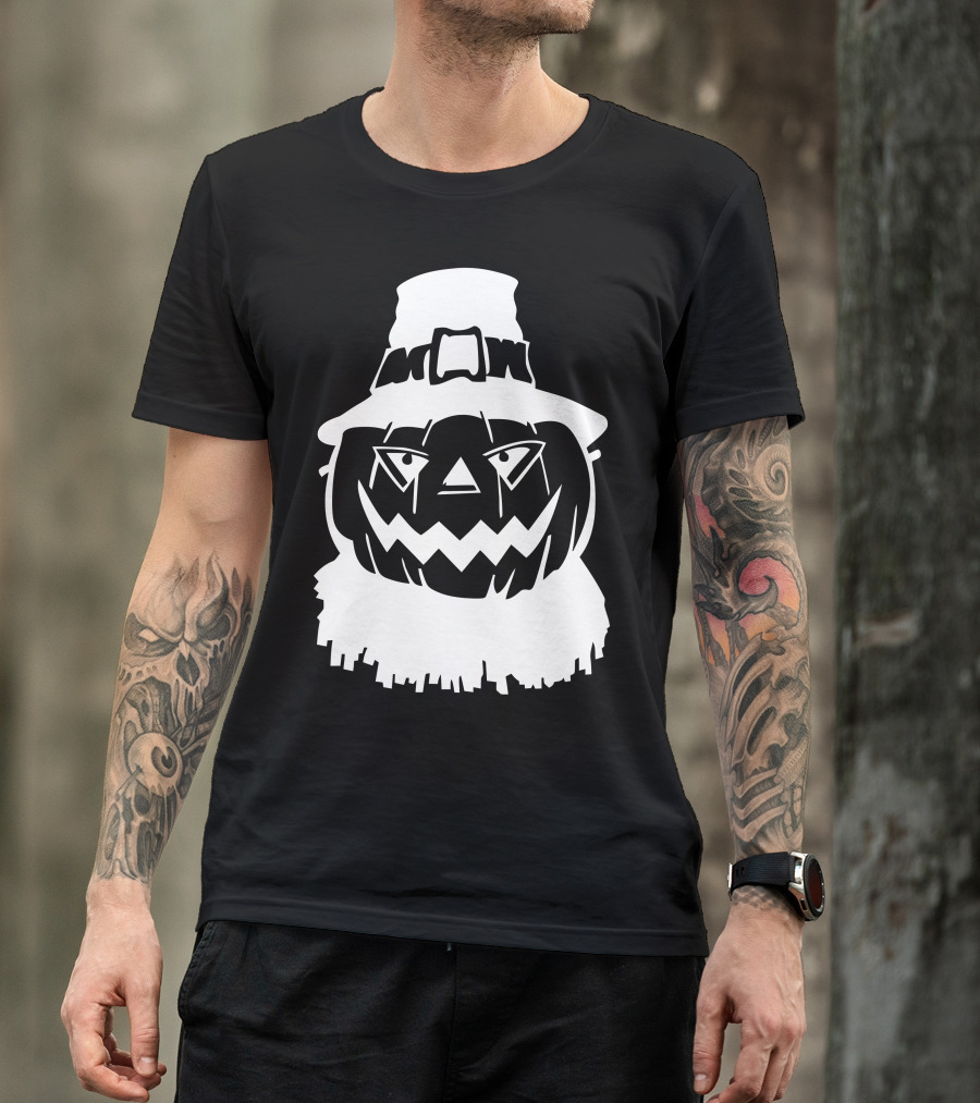 Pumpkin Face Scarecrow Hat T-Shirt