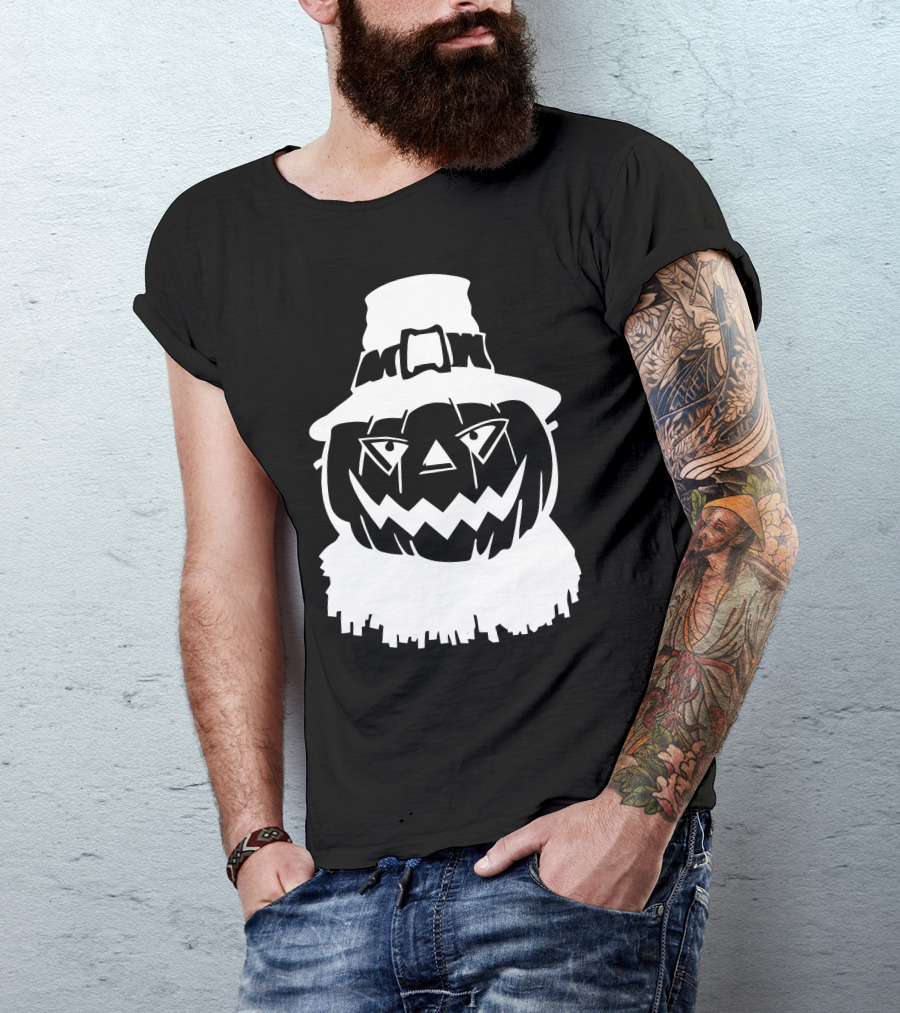 Pumpkin Face Scarecrow Hat T-Shirt