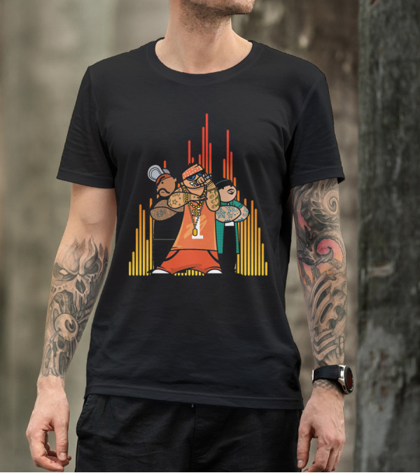 Rapper Gang Urban Tattoo Microphone Trio T-Shirt