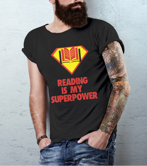 Reading Is My Superpower Book Emblem Hero T-Shirt