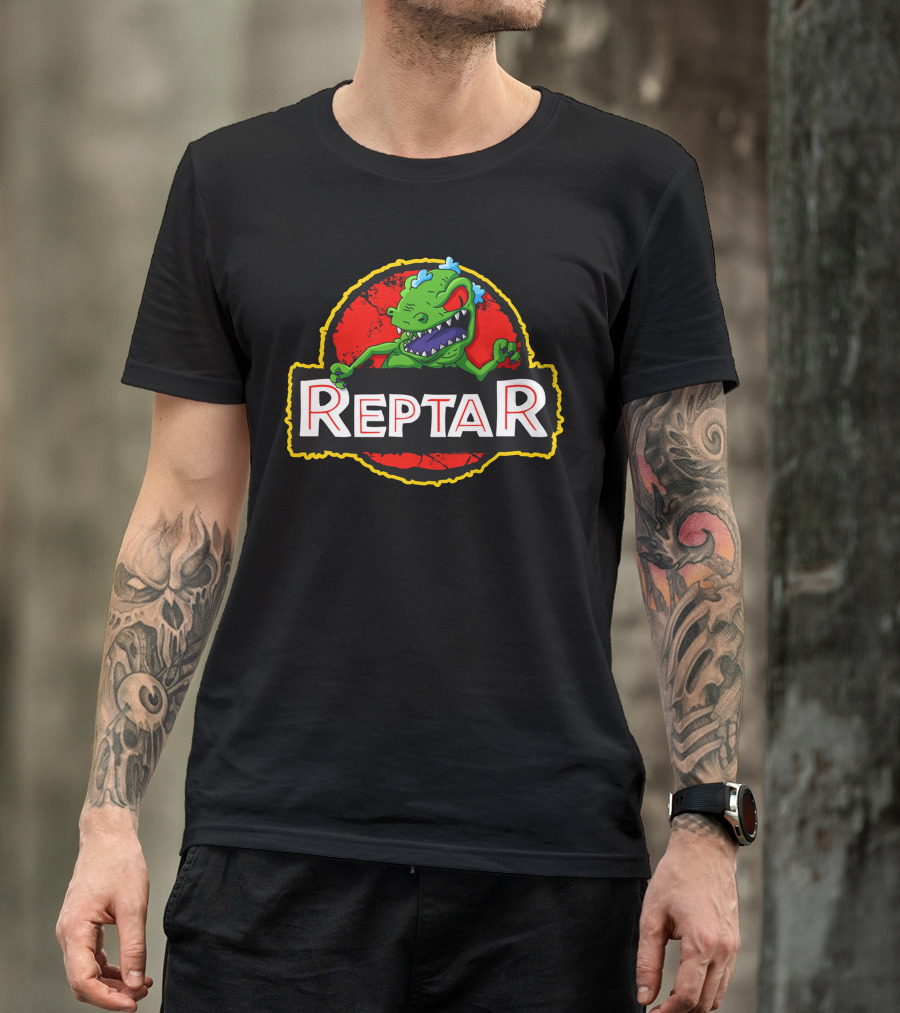 Reptar Dinosaur Red Circle Background Rugrats 90s Nickelodeon T-Shirt