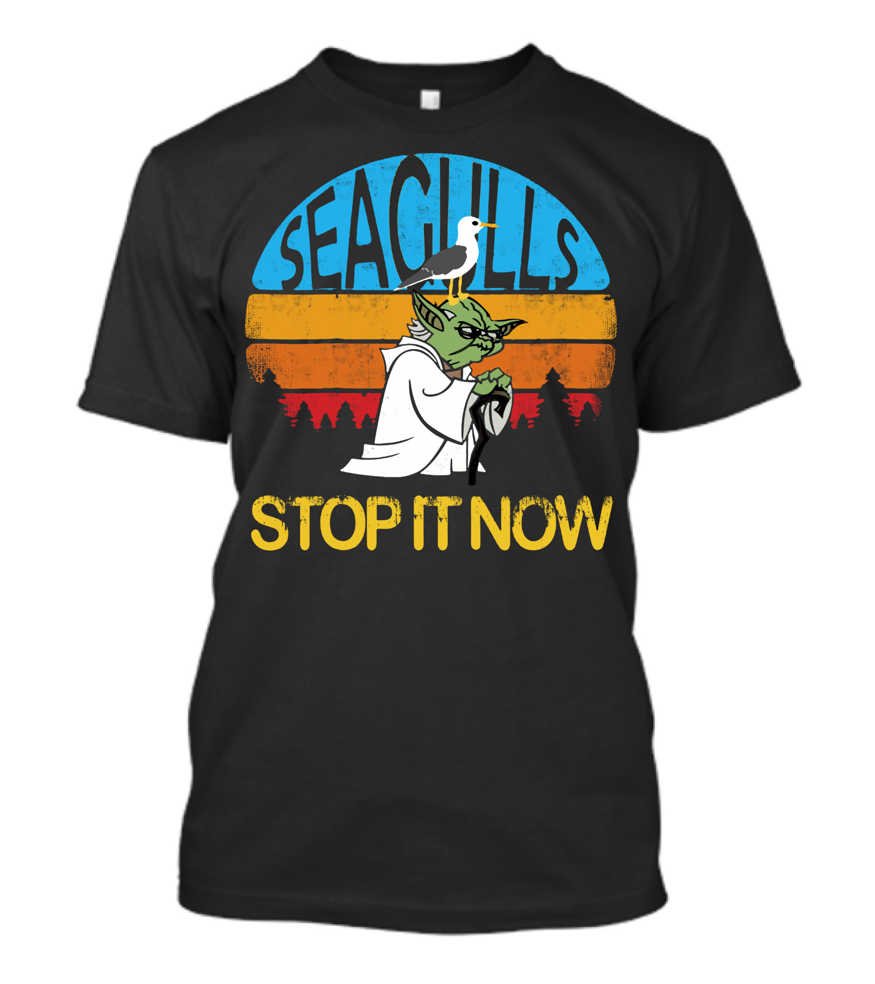 Seagulls Stop It Now Retro Vintage Yoda T-Shirt