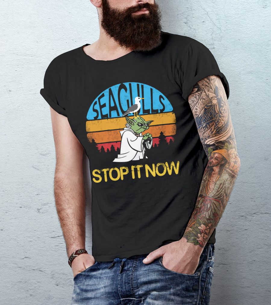 Seagulls Stop It Now Retro Vintage Yoda T-Shirt