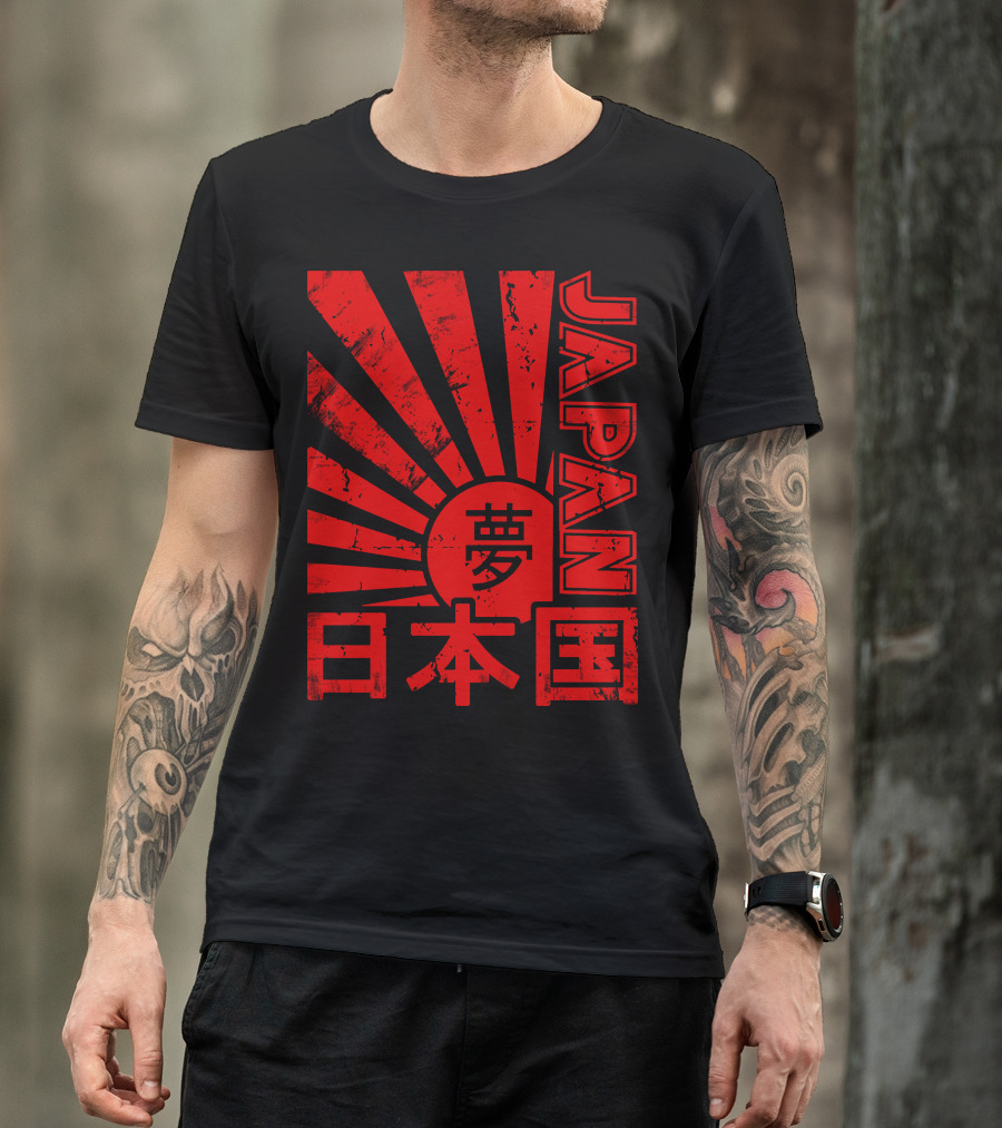 Japan Red Rising Sun Kanji T-Shirt