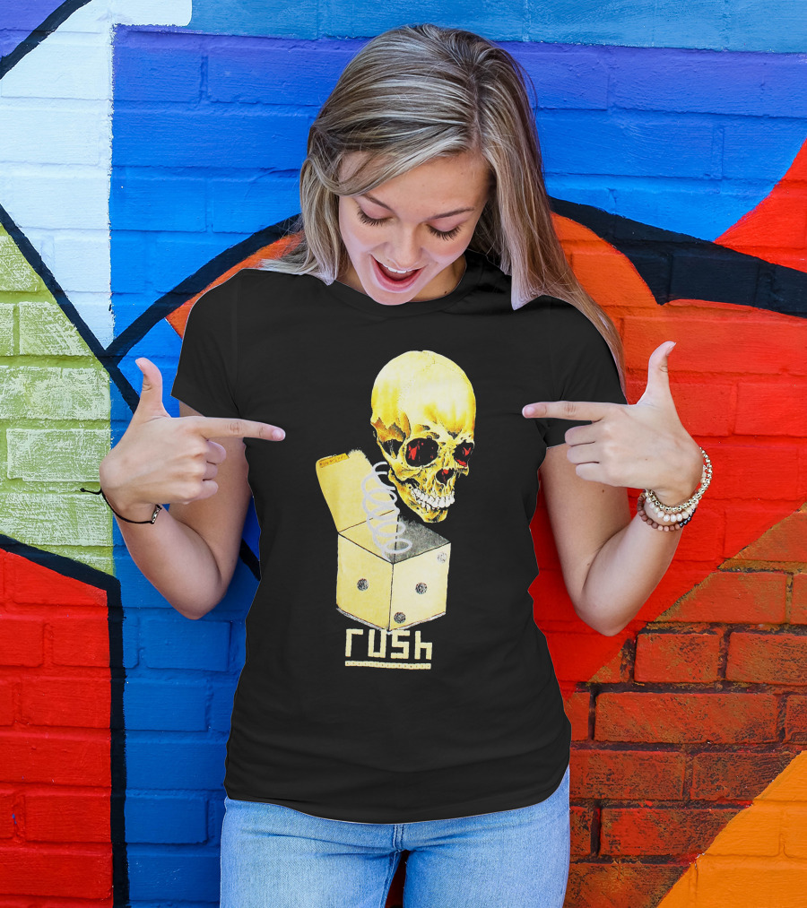 Rush Pushead Skull Springing From Dice Box T-Shirt