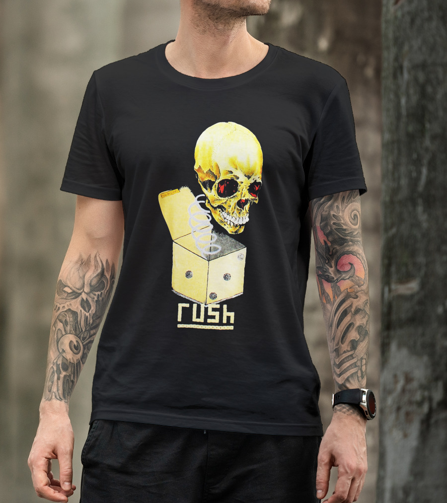 Rush Pushead Skull Springing From Dice Box T-Shirt